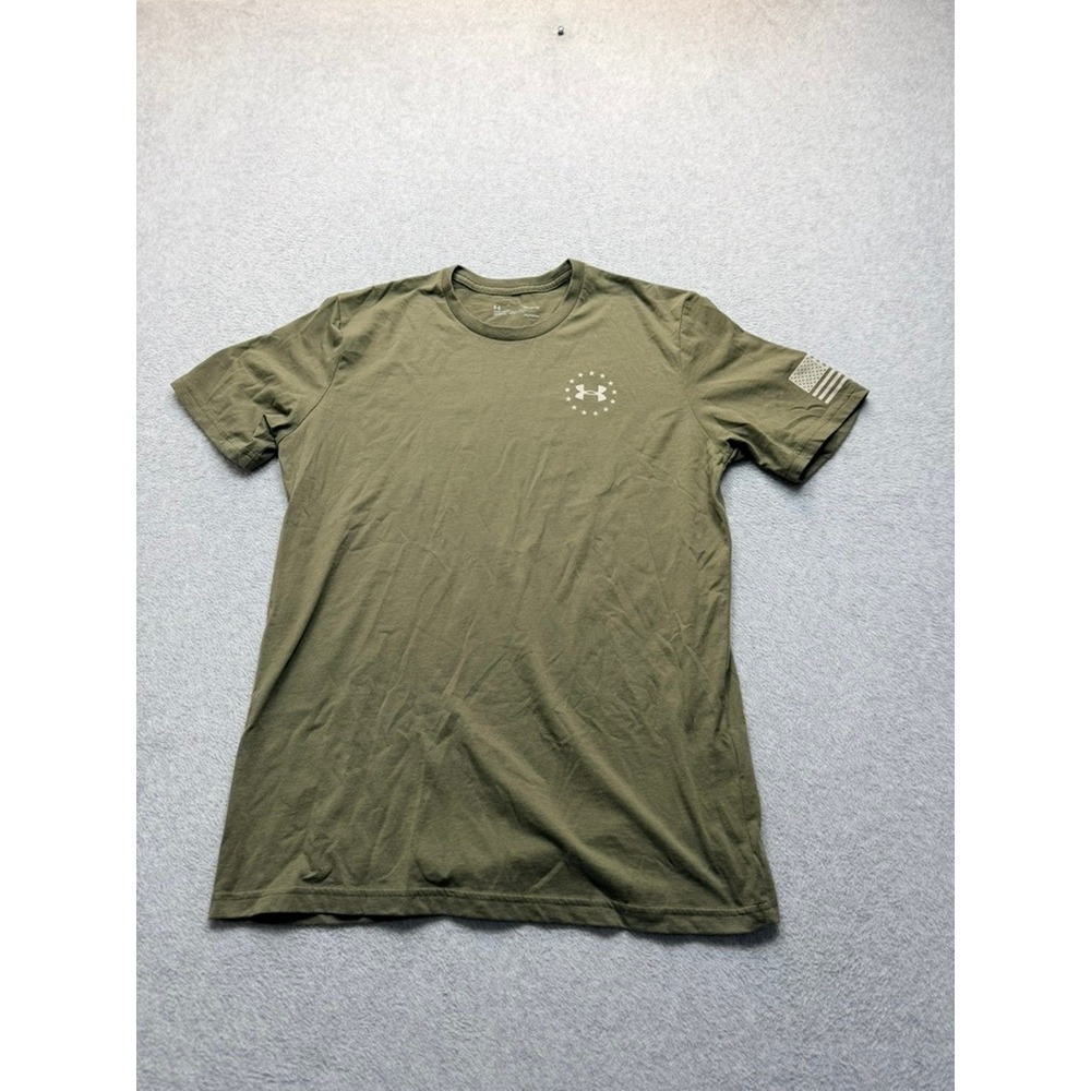 Under Armour Freedom Mens Large Olive Green Graphic T-Shirt Short Sleeve Tactic